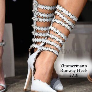 Zimmermann Ric Rac Gladiator Heels Whimsical Rare Runway Statement Sandals Blue